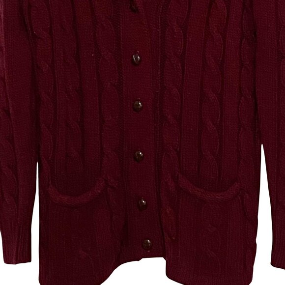 Vintage Toffee Cardigan Fisherman Sweater M Grandmacore Librarian Hobbitcore - Picture 2 of 7